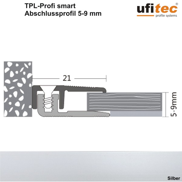 ufitec® TPL Profil smart Abschlußprofil - für Vinylböden und Laminatböden mit Belagshöhen von 5-9 mm