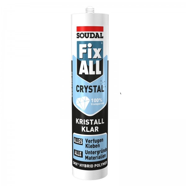 Soudal Fix All Crystal - Kristallklarer Kleb-Dichtstoff, Kraftkleber, Kartusche a 300g