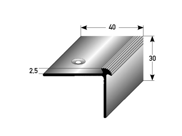 ufitec® Treppenkantenprofil beidseitig für Vinylböden für Belagshöhen von 2,5 mm - Alu eloxiert