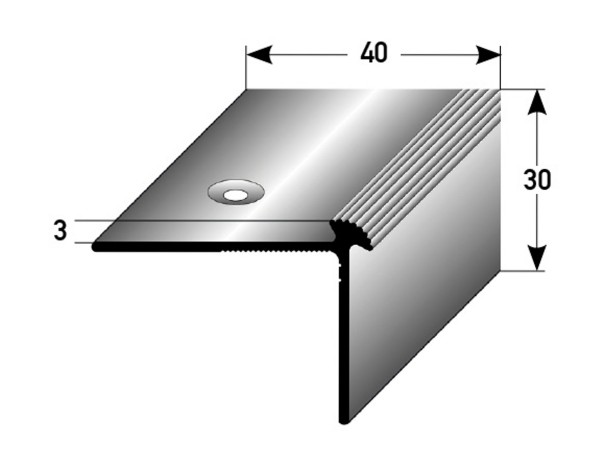 ufitec® Treppenkantenprofil beidseitig für Vinylböden für Belagshöhen von 3 mm - Alu eloxiert
