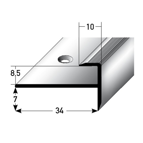 ufitec® Einschubprofil für Belagshöhen bis 8,5 mm | 7 mm Nase Treppen-/Stufen Abschlussprofil