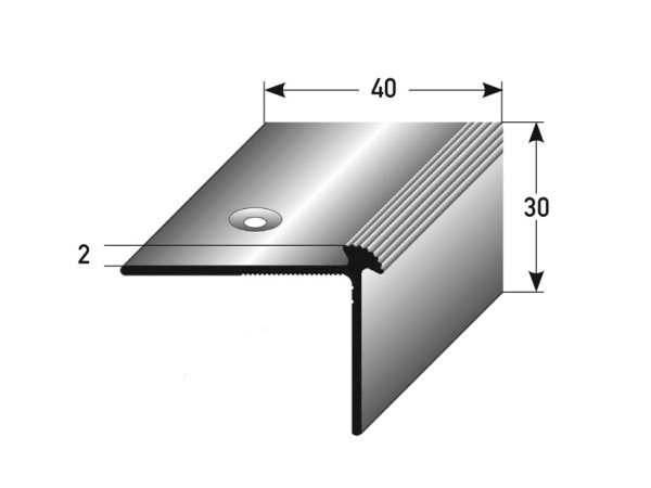 ufitec® Treppenkantenprofil beidseitig für Vinylböden für Belagshöhen von 2 mm - Alu eloxiert