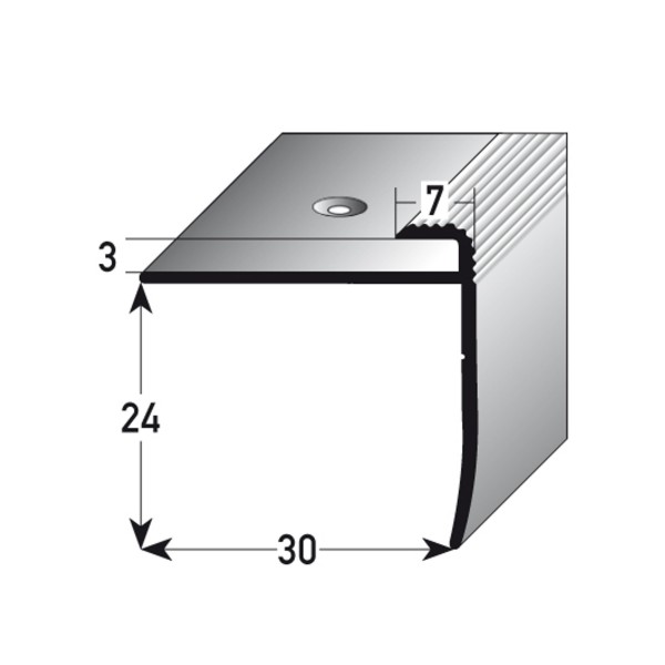 ufitec® Einschubprofil für Belagshöhen bis 3 mm mit 24 mm Nase Treppen-/Stufen Abschlussprofil