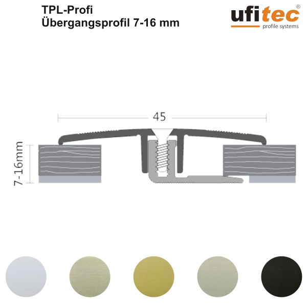 Dehnungsfugenprofil / Übergangsprofil ufitec® TPL Profi für Belagshöhen von 7-16 mm, Breite: 45 mm